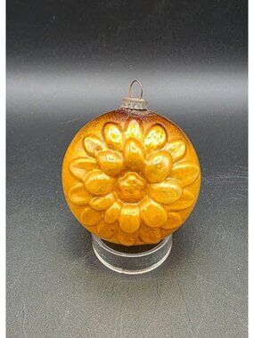 Rare Vintage Unsilvered Mercury Glass Sunflower 3D Golden Christmas Ornament